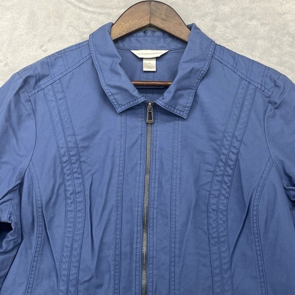 Christopher & Banks Jacket Womens Size XLarge Collared Blue 100% Cotton